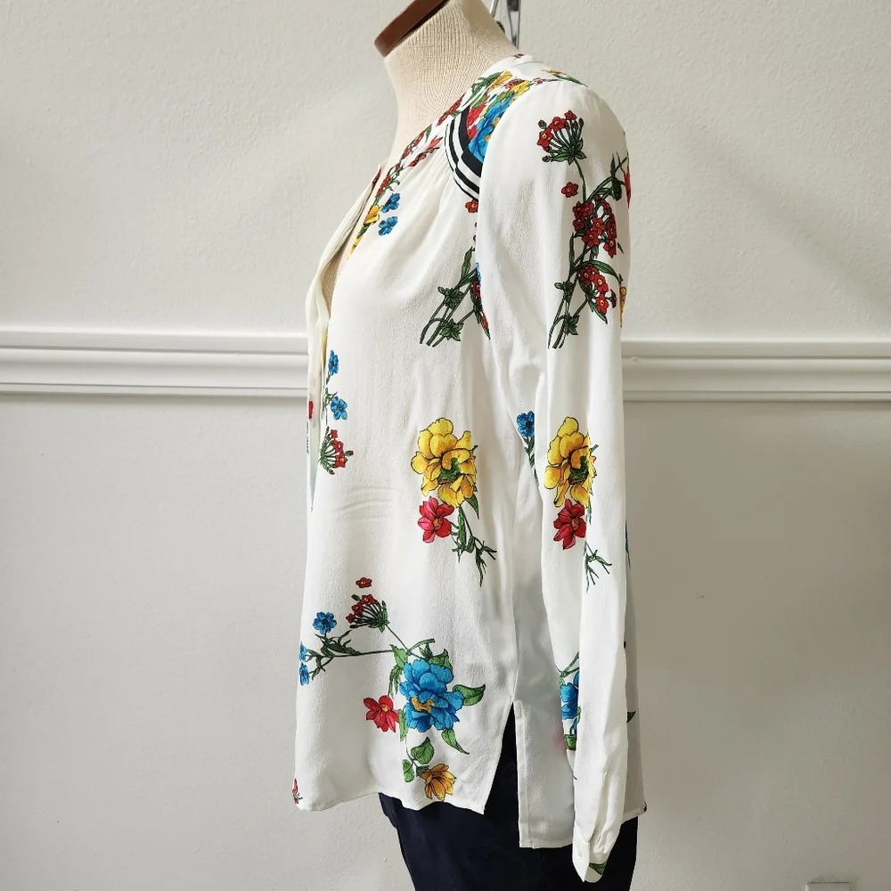 Joie Yaritza B Floral-Print Silk Georgette buttom down Top Size Small